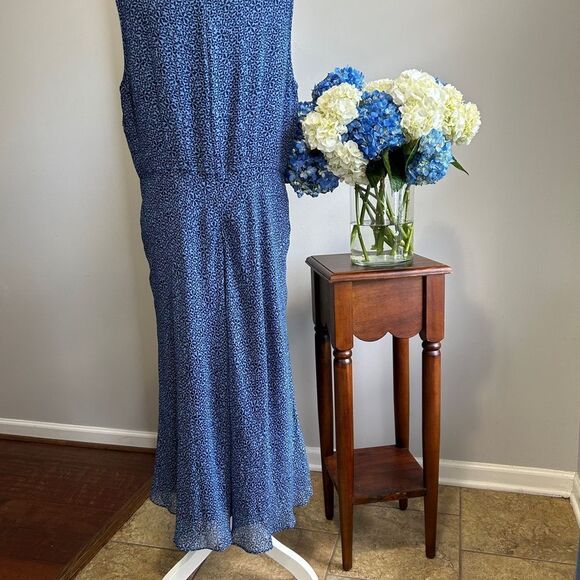 Talbots Blue Silk Pleated Maxi dress - Picture 5 of 9